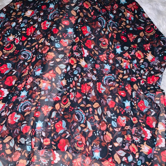 NWOT OBOE Black Boho Floral Open Kimono - Picture 6 of 9